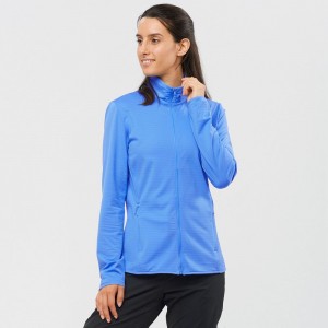 Salomon ESSENTIAL LIGHTWARM Full Zip Capa Intermedia Jacket Azules | 4617QGOKE