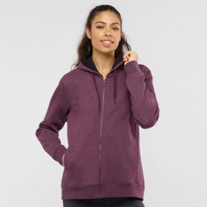 Salomon ESSENTIAL WARM Jacket Hoodie Burdeos | 3576LMJCY