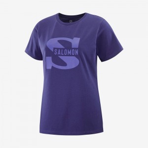 Salomon OUTLIFE BIG LOGO Corta Sleeve Moradas | 8259FUHYJ