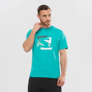 Salomon OUTLIFE GRAPHIC DISRUPTED LOGO SS M Corta Sleeve Turquesa | 9016NZHWS