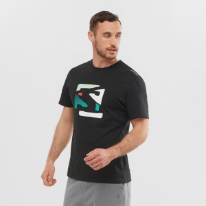 Salomon OUTLIFE GRAPHIC DISRUPTED LOGO SS M Corta Sleeve Negras | 4289SQDWF