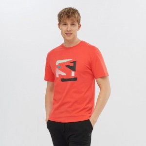 Salomon OUTLIFE GRAPHIC DISRUPTED LOGO SS M Corta Sleeve Naranjas | 0691ZFKMW