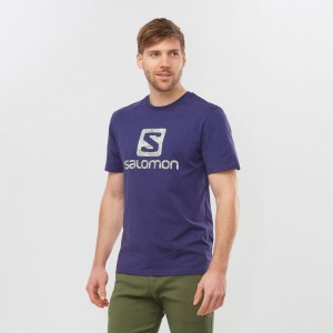 Salomon OUTLIFE LOGO Corta Sleeve Azul Marino | 3708INOES