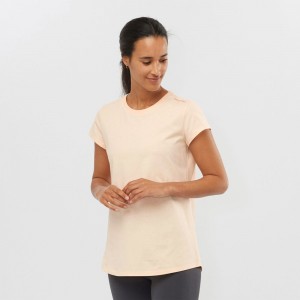 Salomon OUTLIFE SCOOP HEM W Corta Sleeve Beige | 7012MAKHT