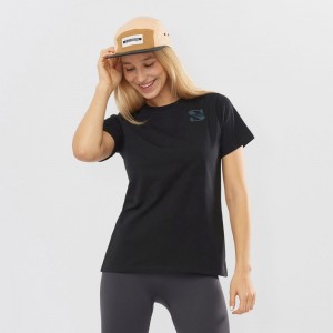 Salomon OUTLIFE SMALL LOGO SS W Corta Sleeve Negras | 8401WPMQF