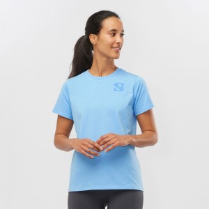 Salomon OUTLIFE SMALL LOGO SS W Corta Sleeve Azules Claro | 8012FILGD