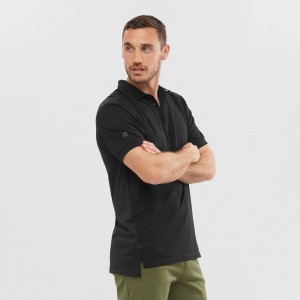 Salomon OUTLIFE TECH POLO M Corta Sleeve Negras | 2391HBSDQ