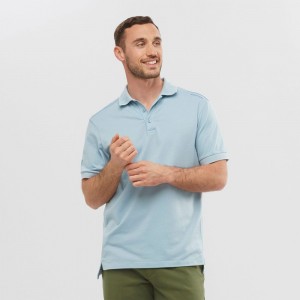 Salomon OUTLIFE TECH POLO M Corta Sleeve Azules | 1964FIJYK