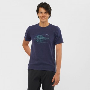 Salomon OUTRACK BLEND Corta Sleeve Azul Marino | 3849SBGXK