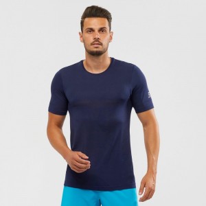 Salomon SENSE SEAMLESS M Corta Sleeve Azul Marino | 7520MRQNL