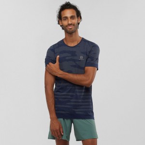 Salomon XA CAMO TEE Corta Sleeve Azul Marino | 5637COUHI