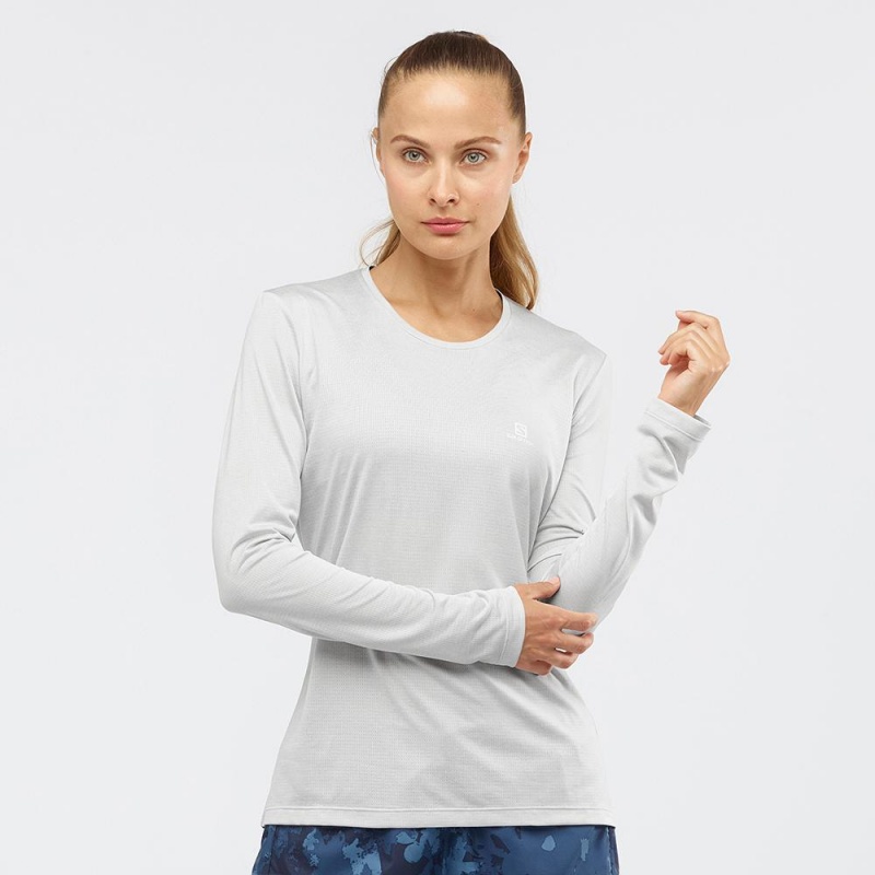 Salomon AGILE LS W Long Sleeve Gris Claro | 9380QAXHY