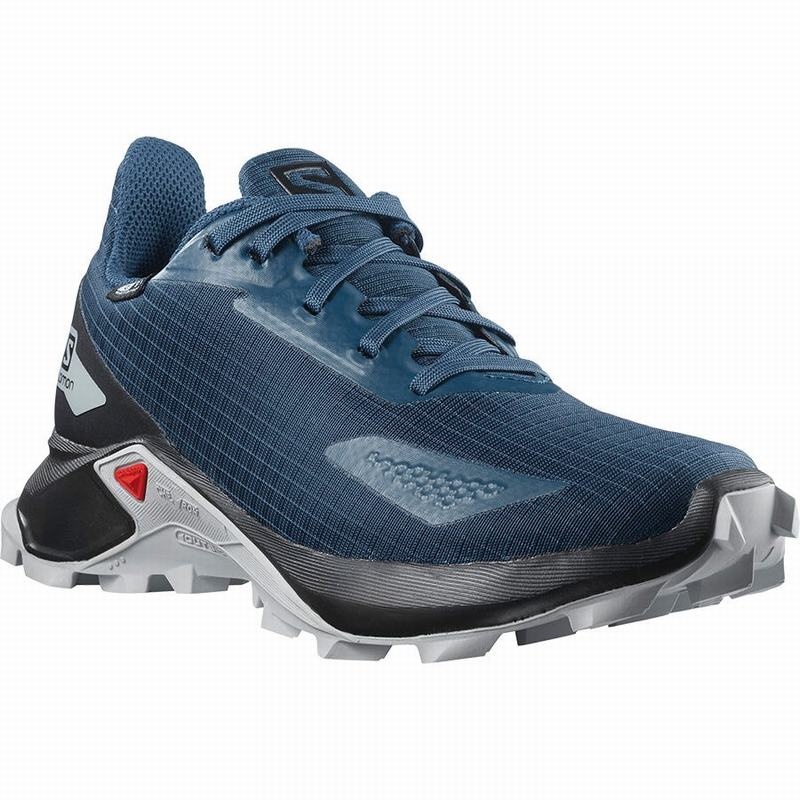 Salomon ALPHACROSS BLAST CLIMASALOMON WATERPROOF Azul Marino Negras | 6928KXZCG