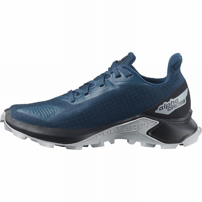 Salomon ALPHACROSS BLAST CLIMASALOMON WATERPROOF Azul Marino Negras | 6928KXZCG