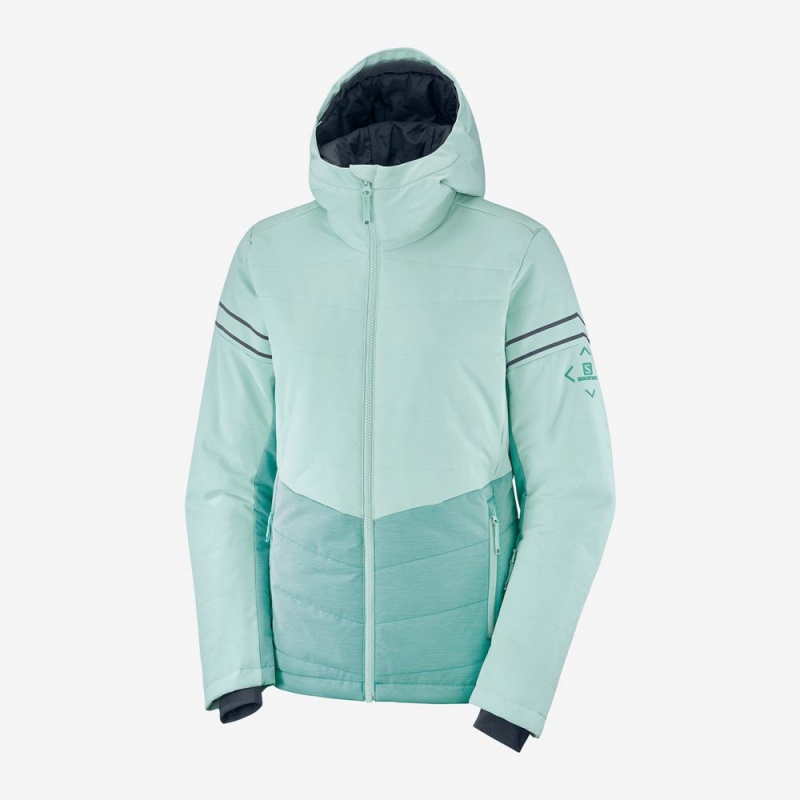 Salomon EDGE Woinsulated Hoodie Ski Verde Menta | 7365IPYNE