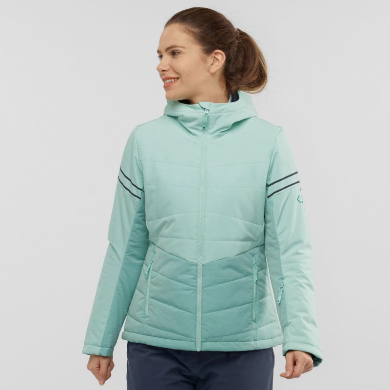 Salomon EDGE Woinsulated Hoodie Ski Verde Menta | 7365IPYNE