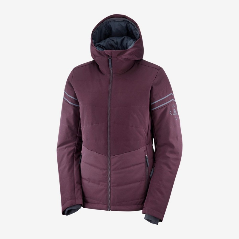 Salomon EDGE Woinsulated Jacket Hoodie Ski Burdeos | 5149RAFBD