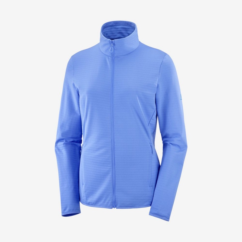 Salomon ESSENTIAL LIGHTWARM Full Zip Capa Intermedia Jacket Azules | 4617QGOKE