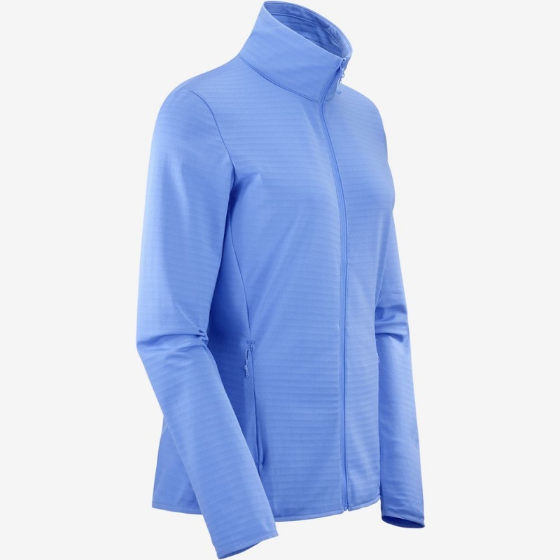 Salomon ESSENTIAL LIGHTWARM Full Zip Capa Intermedia Jacket Azules | 4617QGOKE