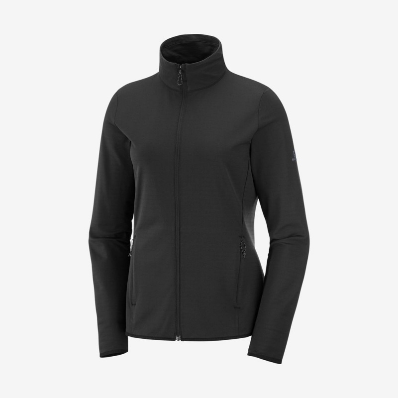 Salomon ESSENTIAL LIGHTWARM Full Zip Capa Intermedia Jacket Negras | 1674IBFPJ