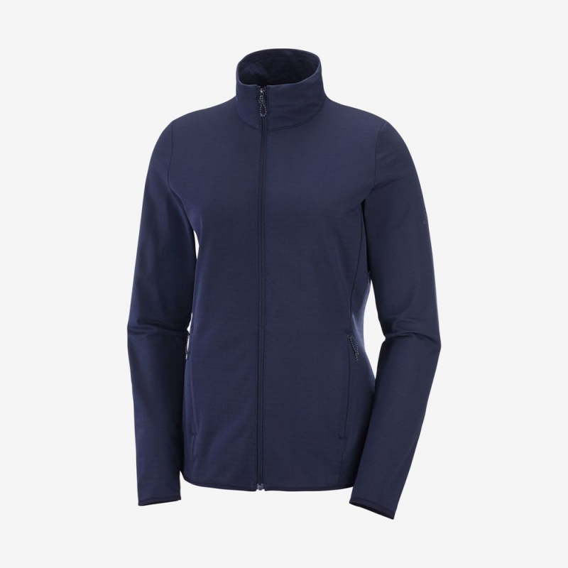 Salomon ESSENTIAL LIGHTWARM Full Zip Jacket Azul Marino | 3614REDFT