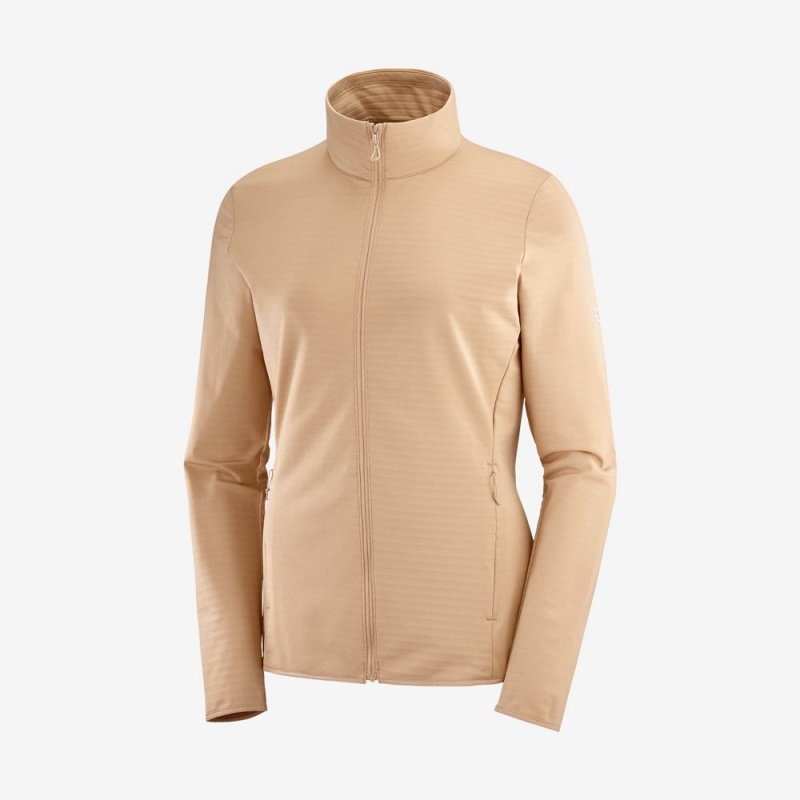 Salomon ESSENTIAL LIGHTWARM Full Zip Jacket Beige | 6893BVRLA