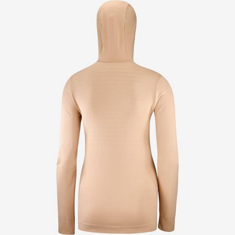 Salomon ESSENTIAL SEAMLESS HOODIE Beige | 7650SOKXJ