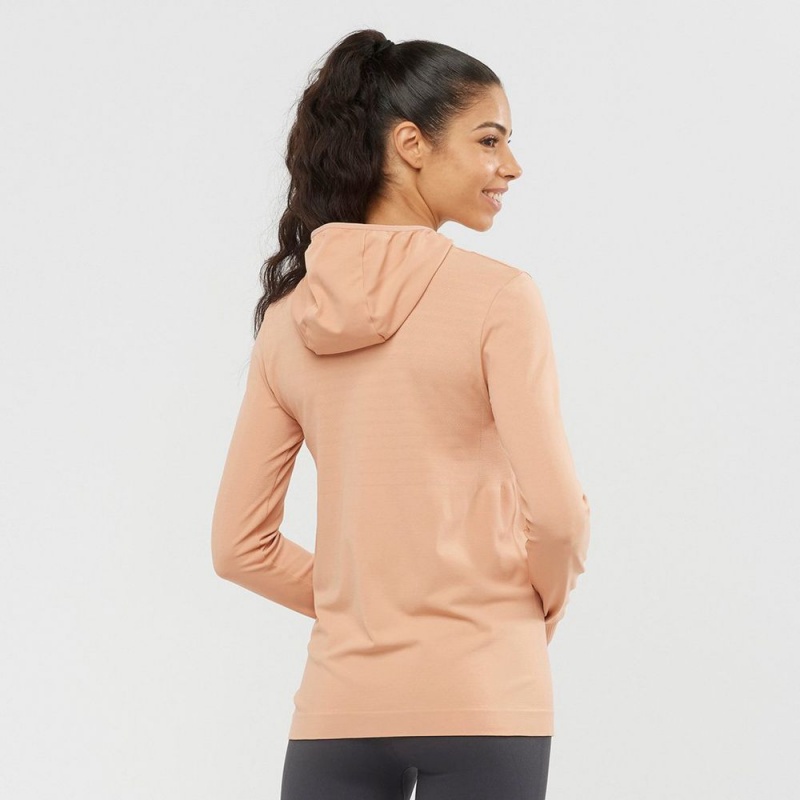 Salomon ESSENTIAL SEAMLESS HOODIE Beige | 7650SOKXJ