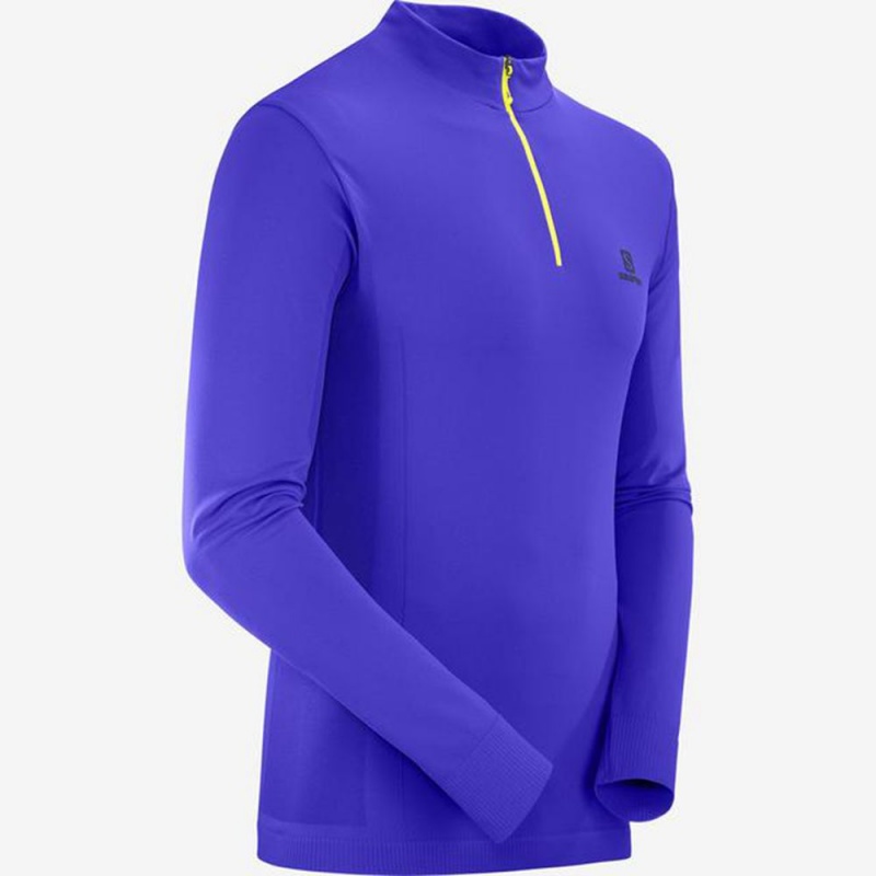 Salomon EXPLORE SEAMLESS HALF ZIP Azules | 0598NSGPX