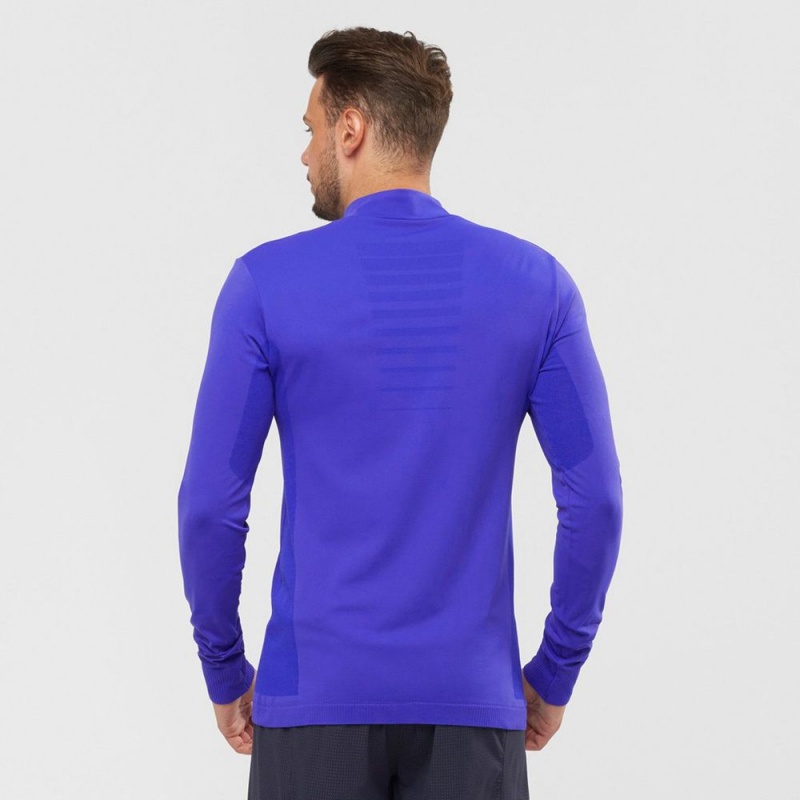 Salomon EXPLORE SEAMLESS HALF ZIP Azules | 0598NSGPX