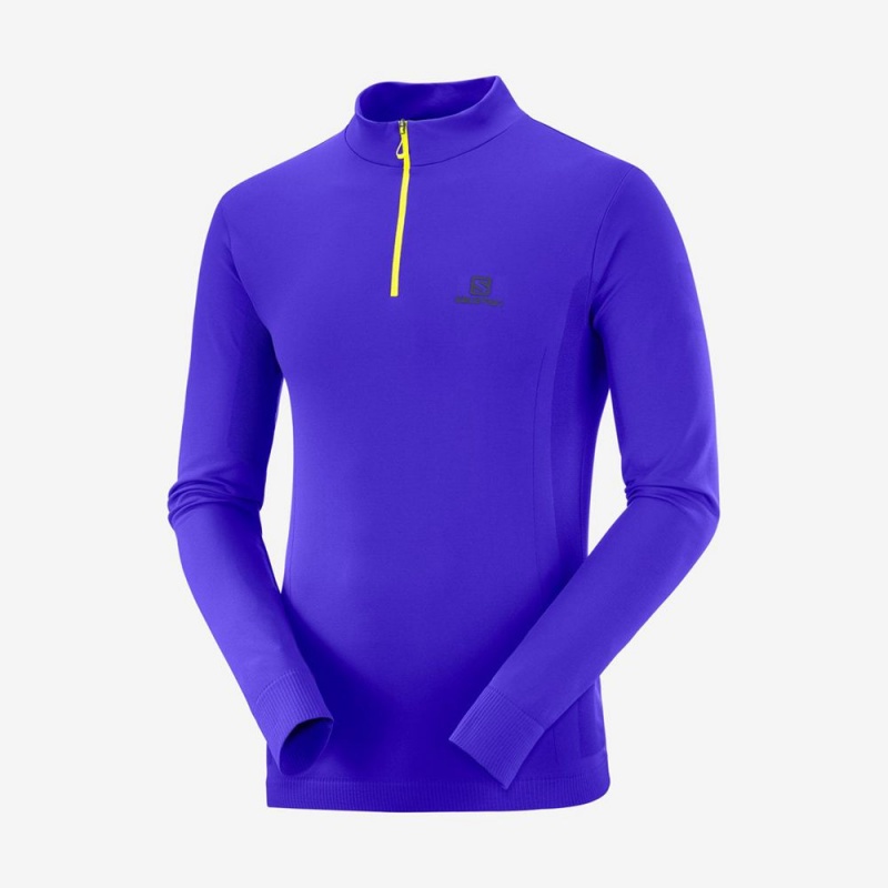 Salomon EXPLORE SEAMLESS HALF ZIP Azules | 0598NSGPX