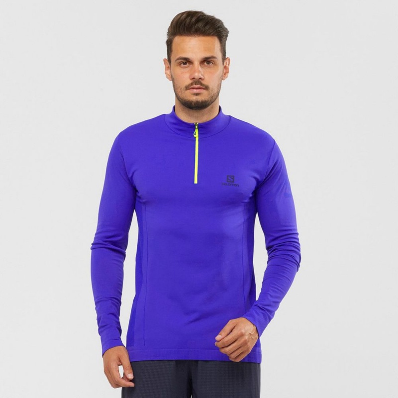 Salomon EXPLORE SEAMLESS HALF ZIP Azules | 0598NSGPX