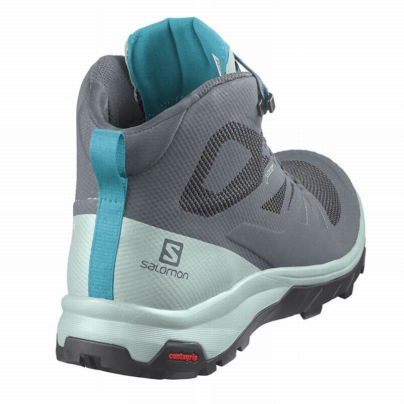 Salomon OUTLINE MID GORE-TEX Azules Oscuro Gris | 0731FIPLW