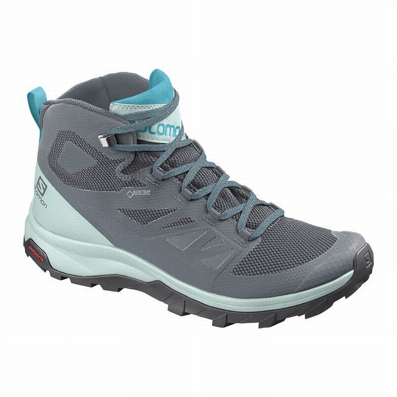 Salomon OUTLINE MID GORE-TEX Azules Oscuro Gris | 0731FIPLW