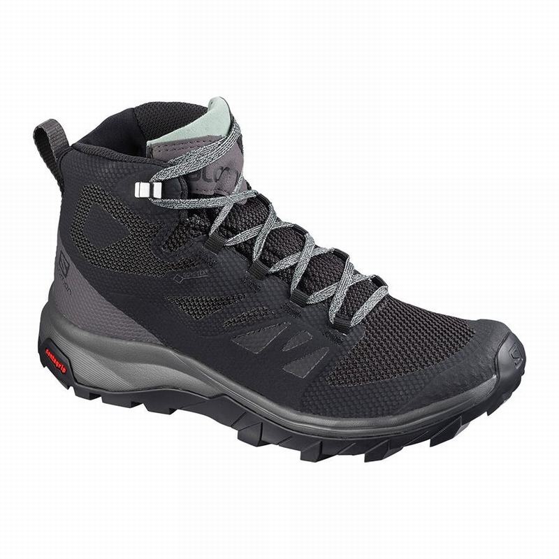 Salomon OUTLINE MID GORE-TEX Negras Verde | 0874ZQCAJ