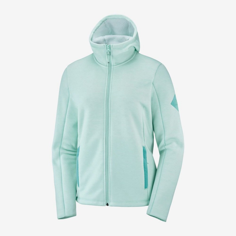 Salomon SNOWSHELTER FLEECE W Jacket Hoodie Verde Menta | 4097YFPTN