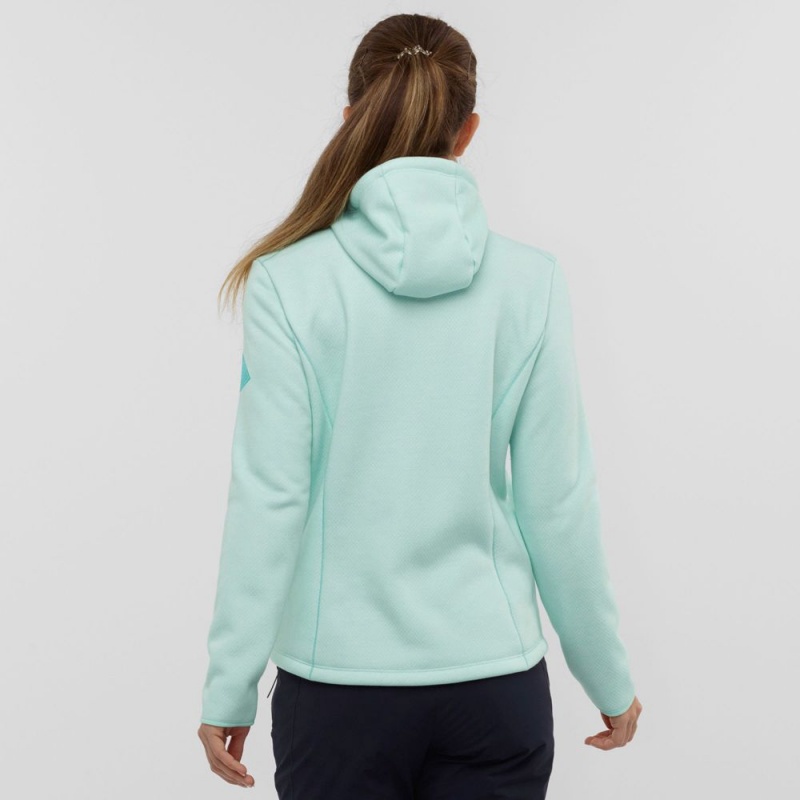 Salomon SNOWSHELTER FLEECE W Jacket Hoodie Verde Menta | 4097YFPTN