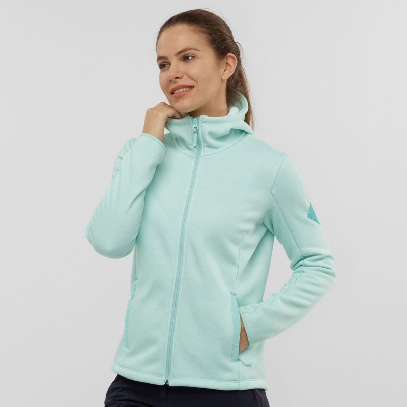 Salomon SNOWSHELTER FLEECE W Jacket Hoodie Verde Menta | 4097YFPTN