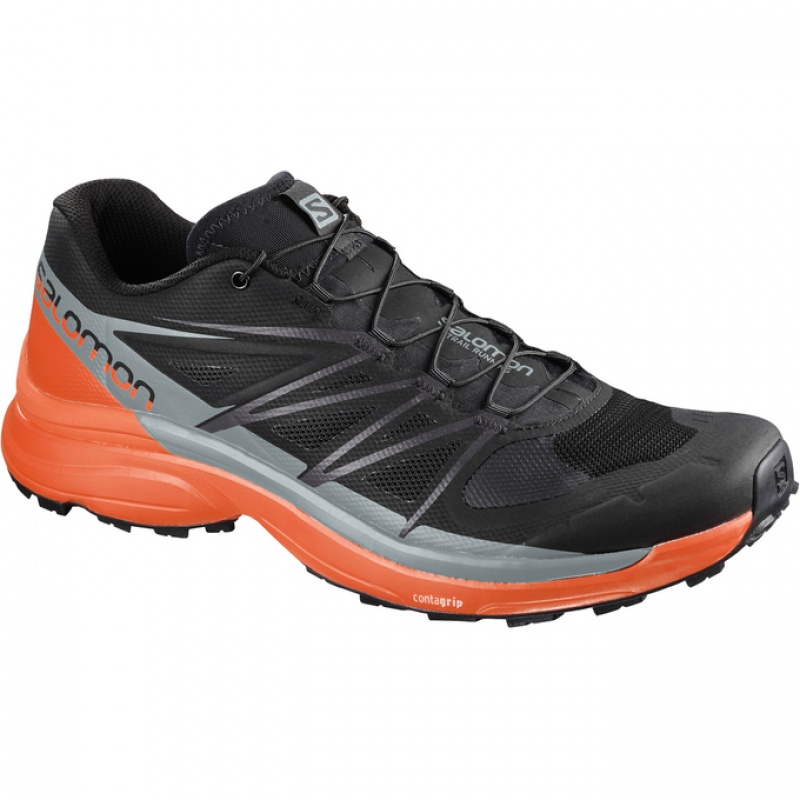 Salomon WINGS PRO 3 Negras Gris Naranjas | 7508KHZNP