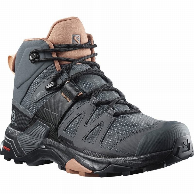 Salomon X ULTRA 4 MID GORE-TEX Gris Oscuro Creme | 6975ZWVPN